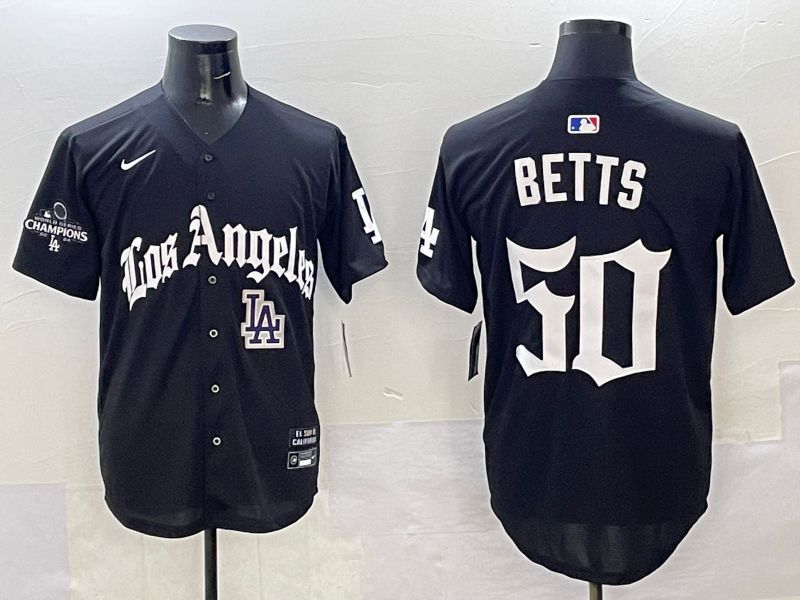 Men Los Angeles Dodgers #50 Betts Black Five generations Joint Name 2025 Nike MLB Jersey style 44->los angeles dodgers->MLB Jersey